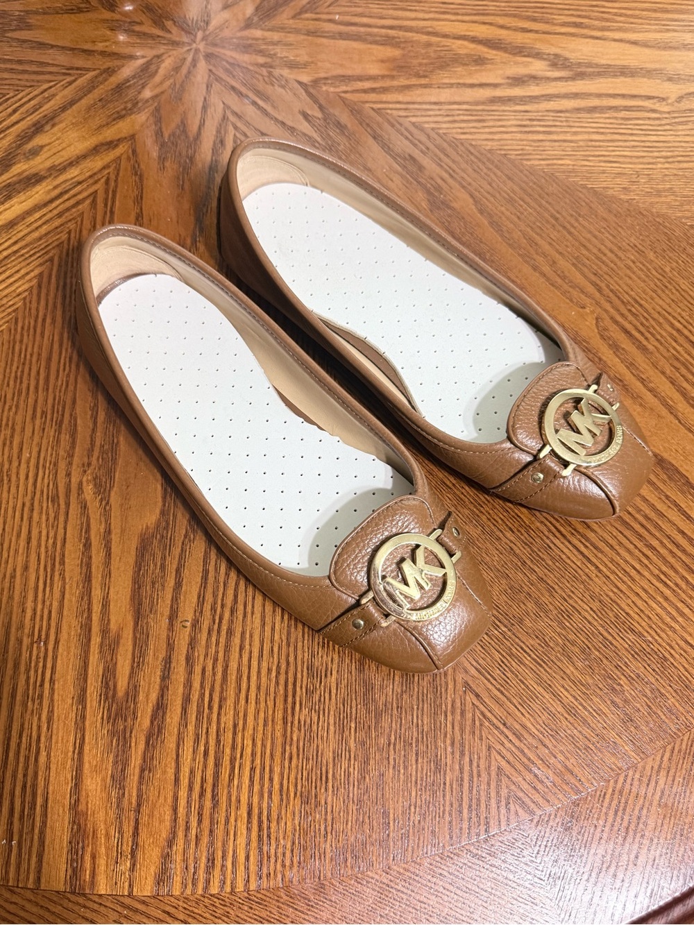 Michael Kors Tan Leather Logo Slip-On Flats